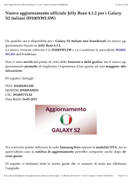 Nuovo aggiornamento ufficiale Jelly Bean 4.1.2 per i Galaxy S2 italiani