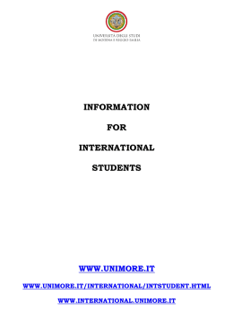 Information for International Students a.y. 2015/2016