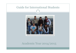 Guide for International Students Academic Year 2014/2015