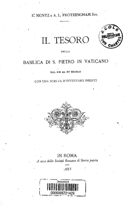 Il Tesoro della basilica di S. Pietro in Vaticano dal XIII al XV sceolo