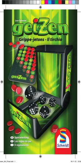 Spielanleitung Les r&egrave;gles du jeu Il regolamento