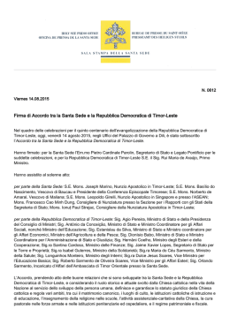 Firma di Accordo tra la Santa Sede e la Repubblica Democratica di