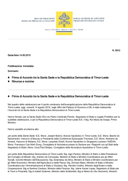 Firma di Accordo tra la Santa Sede e la Repubblica Democratica di