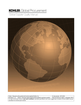 Manuale sulla qualità dei fornitori globali Kohler Co. N. documento