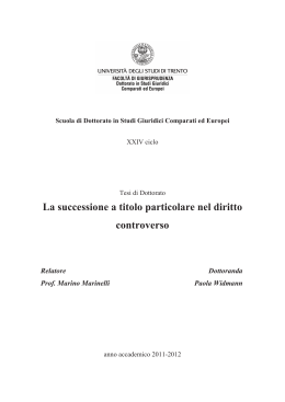 La successione a titolo particolare nel diritto - Unitn