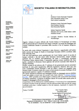 Il parere della Societ&agrave; Italiana di Neonatologia