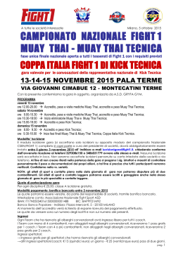 Comunicato Campionato Nazionale Muay Thai e Coppa