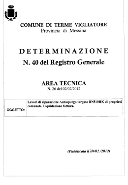 DETERMINAZIONE N. 40 del Registro Generale