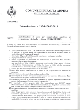 Determinazione n. 137 anno 2013