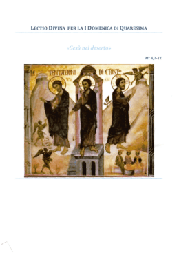 LECTIO DIVINA PER LA 1 DOMENICA DI QUARESIMA