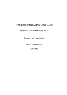 ITSOI MODERN ITALIAN LANGUAGE