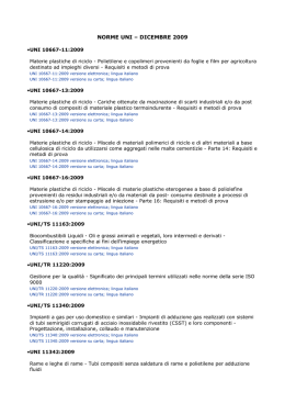 NORME UNI &ndash; DICEMBRE 2009