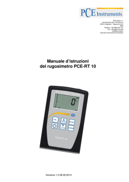 Manuale d`istruzioni del rugosimetro PCE-RT 10
