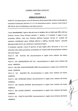 ospedale) di Spinazzola, Distretto S.S. n.3 e di sistemazione esterni