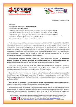 lettera assotrasporti e azione nel trasporto italiano al governo francese