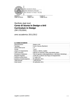 Corso di laurea in Design e Arti Curriculum in Design