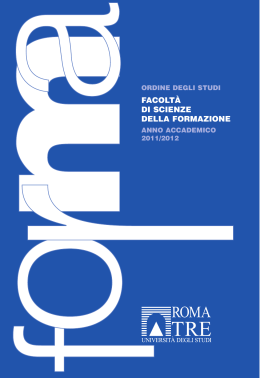 Scienze della Formazione - Universit&agrave; degli Studi Roma Tre