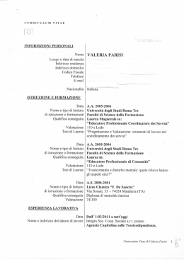 Curriculum Vitae - Agenzia Capitolina sulle Tossicodipendenze