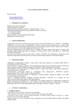 Parente Lucia Maria Grazia - Dip. di Scienze umane