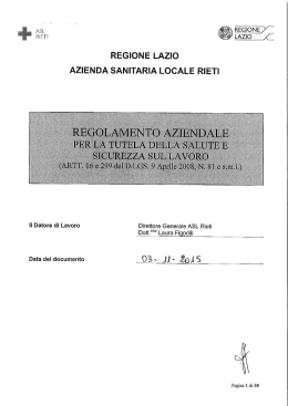 REGIONE LAZIO AZIENDA SANITARIA LOCALE RIETI