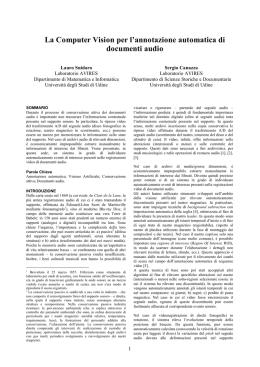 La Computer Vision per , L.Snidaro, S. Canazza