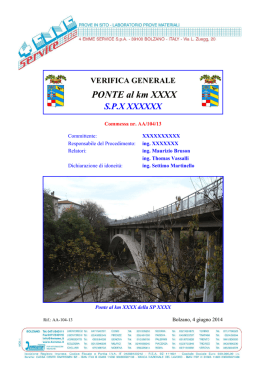 VERIFICA GENERALE PONTE al km XXXX SPX XXXXXX
