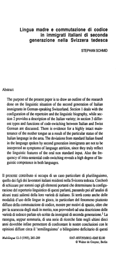 Lingua madre e commutazione di codice in