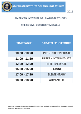timetable sabato 31 ottobre 10.00 -‐ 10.50 pre