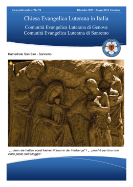Lettera Comunitaria - Chiesa Evangelica Luterana in Italia