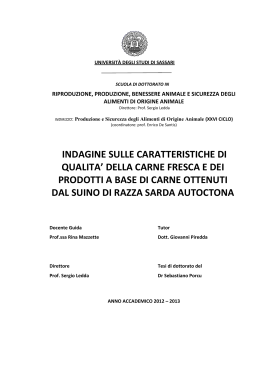 indagine sulle caratteristiche di qualita` della carne fresca e dei