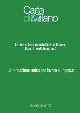 Un`occasione unica per lavoro e imprese
