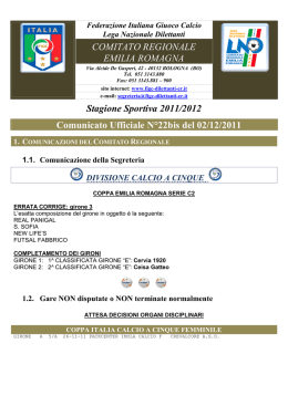 Stagione Sportiva 2011/2012 Comunicato Ufficiale N&deg;22bis del 02