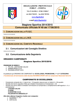 Stagione Sportiva 2014/2015 Comunicato Ufficiale N&deg;49