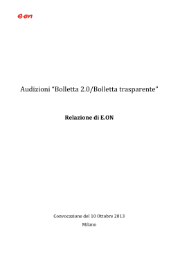 Audizioni “Bolletta 2.0/Bolletta trasparente”