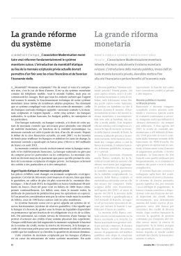 La grande r&eacute;forme du syst&egrave;me La grande riforma monetaria