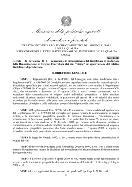 Disciplinare Doc Sicilia - Istituto Regionale Vini e Oli di Sicilia