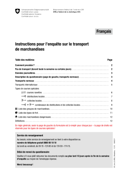 Instructions pour l`enquête sur le transport de marchandises Français