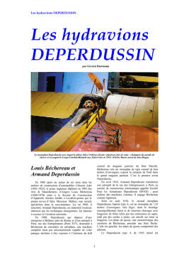 Deperdussin - La Coupe Schneider et Dossiers techniques