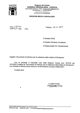 Lettera di Dimissione - Dipartimento di Salute della