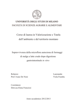 Corso di laurea in Valorizzazione e Tutela dell`ambiente e del