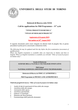 aggiornato 26/08/2015 - Università degli Studi di Torino