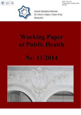 Working paper of Public Health, pubblicato il nr.