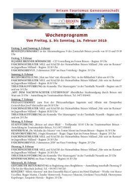 Wochenprogramm f&uuml;r Brixen