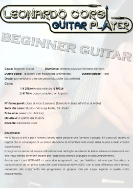 Corso: Beginner Guitar Strumento: chitarra acustica/chitarra elettrica