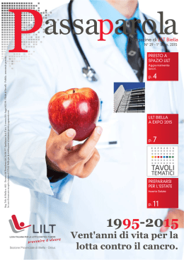 Vent`anni di vita per la lotta contro il cancro.