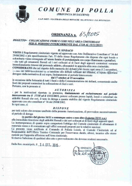 Ordinanza n° 65/2015 Collocazione fiori e ceri