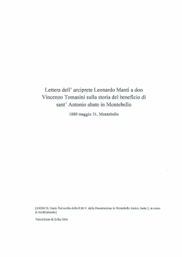 Lettera dell` arciprete Leonardo Manti a don