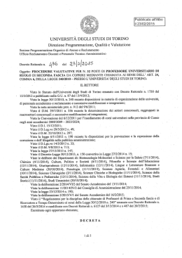 Avviso di chiamata - Università degli Studi di Torino