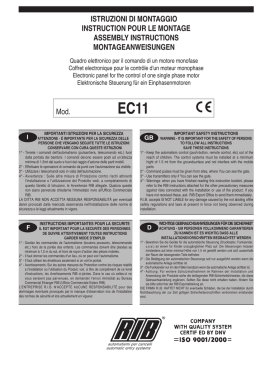 ISTRUZIONI DI MONTAGGIO INSTRUCTION POUR LE MONTAGE