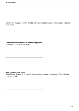 Sezione che raccoglie in modo sintetico varie